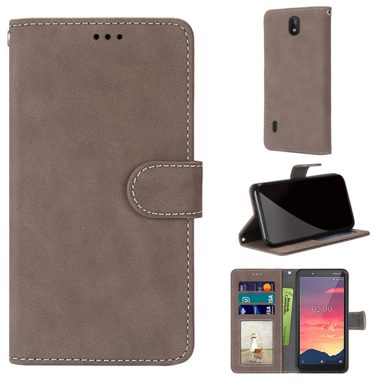 For Nokia C2 Retro Frosted Horizontal Flip PU Leather Case with Holder & Card Slots & Wallet & Photo Frame