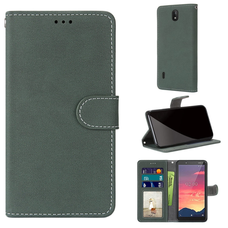 For Nokia C2 Retro Frosted Horizontal Flip PU Leather Case with Holder & Card Slots & Wallet & Photo Frame