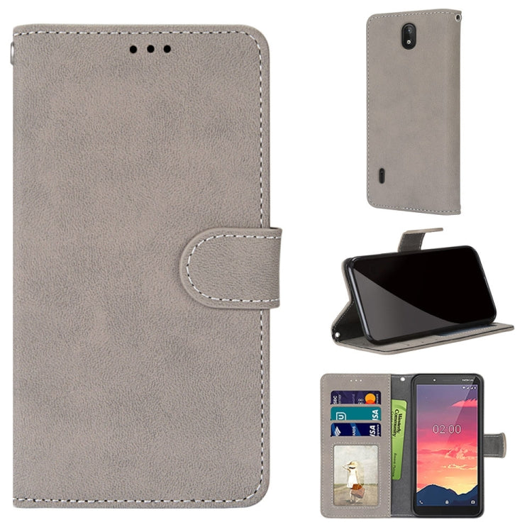 For Nokia C2 Retro Frosted Horizontal Flip PU Leather Case with Holder & Card Slots & Wallet & Photo Frame