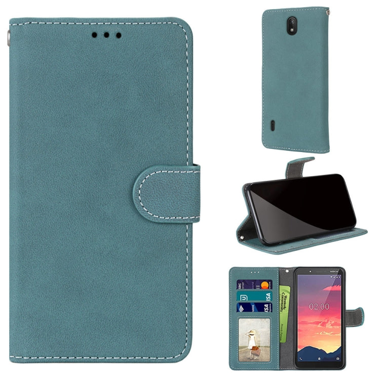 For Nokia C2 Retro Frosted Horizontal Flip PU Leather Case with Holder & Card Slots & Wallet & Photo Frame