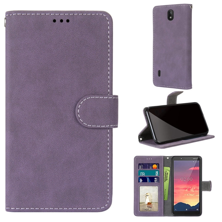 For Nokia C2 Retro Frosted Horizontal Flip PU Leather Case with Holder & Card Slots & Wallet & Photo Frame