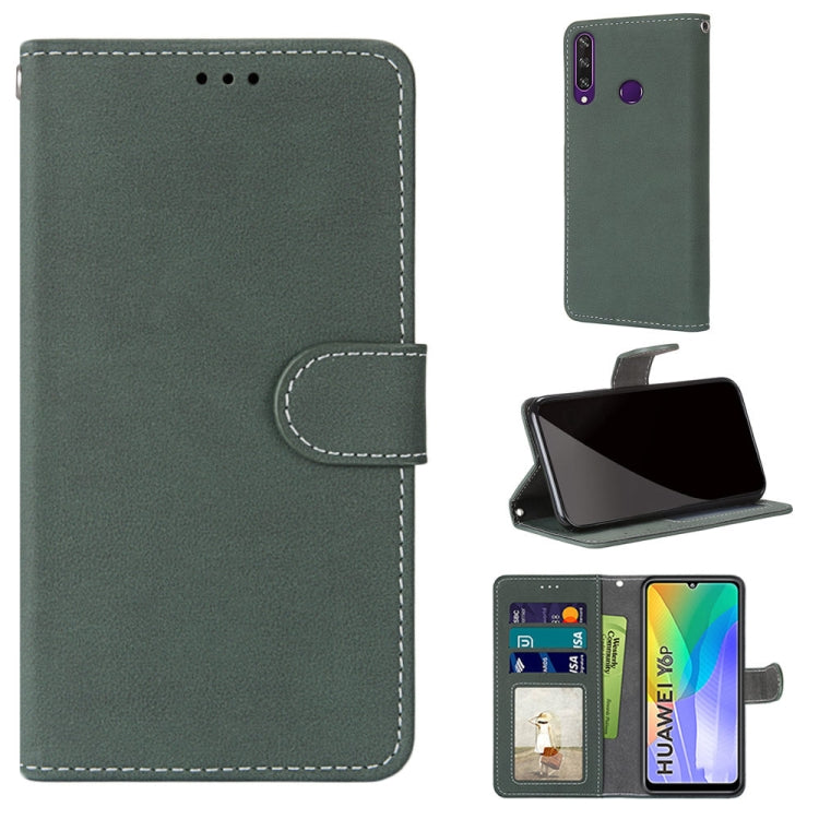 For Huawei Y6p Retro Frosted Horizontal Flip PU Leather Case with Holder & Card Slots & Wallet & Photo Frame