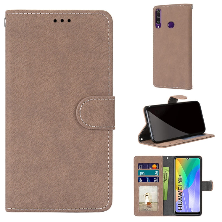 For Huawei Y6p Retro Frosted Horizontal Flip PU Leather Case with Holder & Card Slots & Wallet & Photo Frame