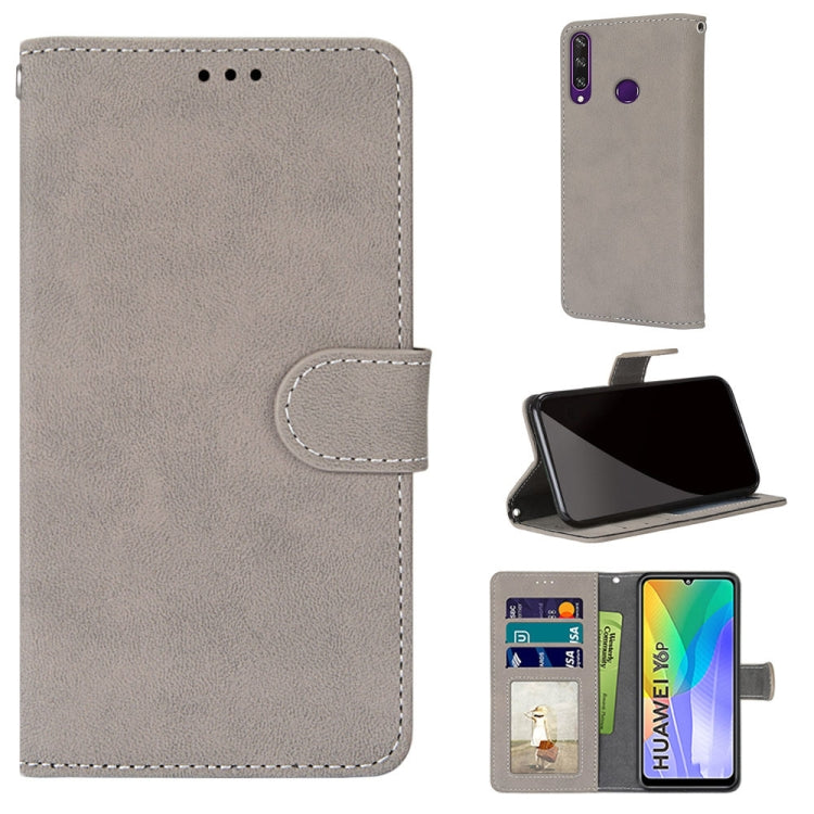 For Huawei Y6p Retro Frosted Horizontal Flip PU Leather Case with Holder & Card Slots & Wallet & Photo Frame