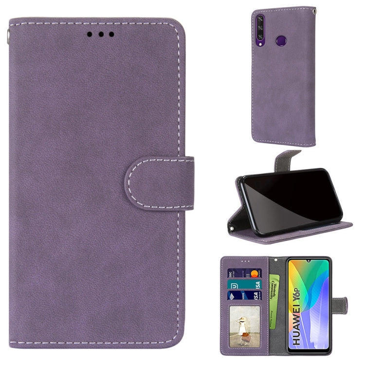 For Huawei Y6p Retro Frosted Horizontal Flip PU Leather Case with Holder & Card Slots & Wallet & Photo Frame