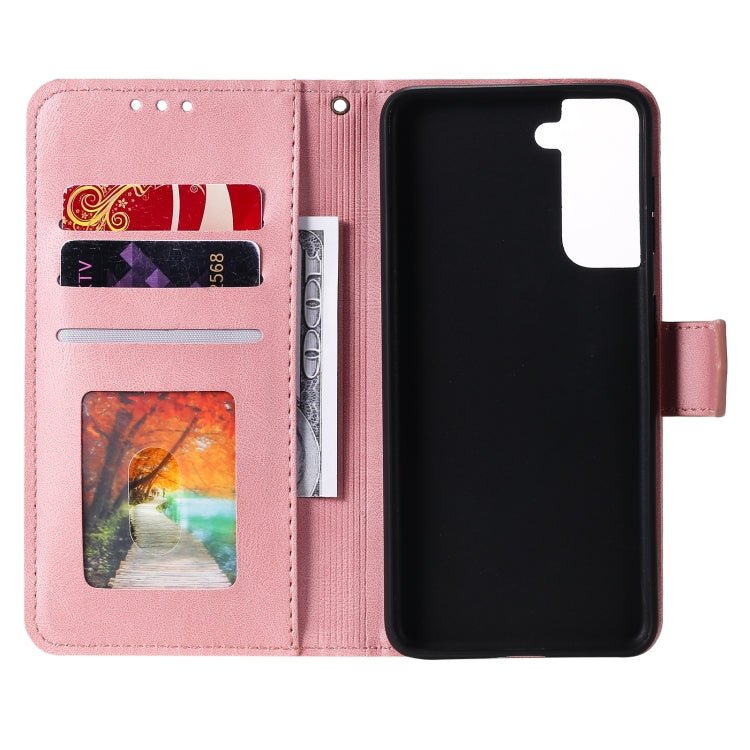 For Samsung Galaxy S21 5G Stitching Calf Texture Horizontal Flip Leather Case with Holder & Card Slots & Wallet