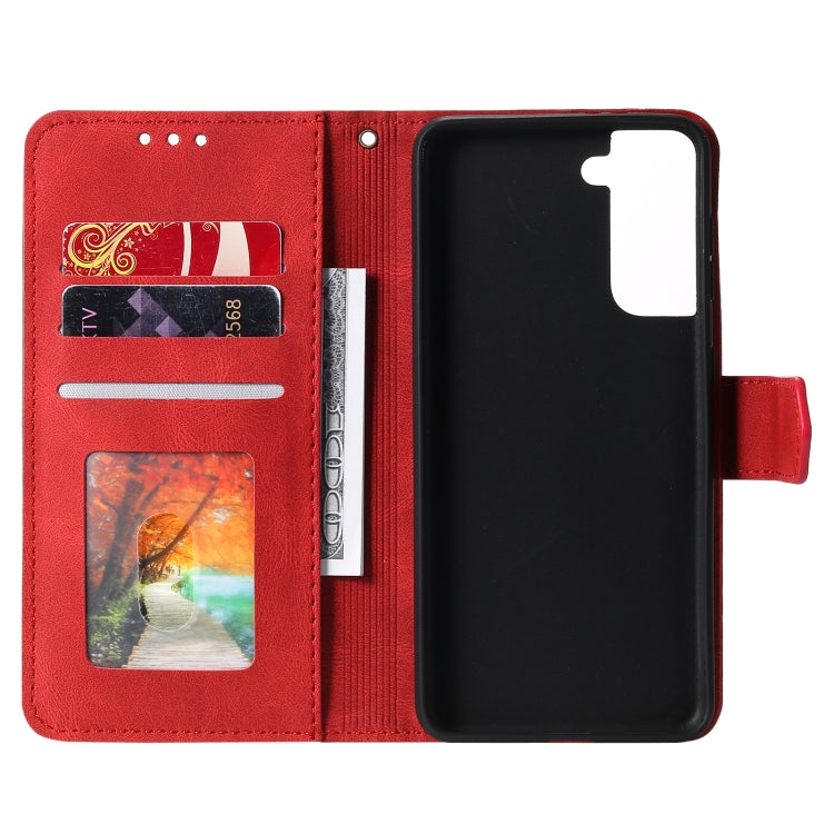 For Samsung Galaxy S21 5G Stitching Calf Texture Horizontal Flip Leather Case with Holder & Card Slots & Wallet