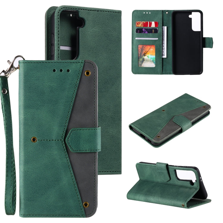 For Samsung Galaxy S21 5G Stitching Calf Texture Horizontal Flip Leather Case with Holder & Card Slots & Wallet