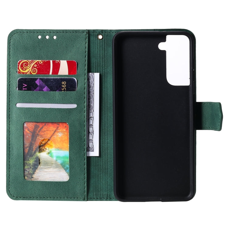 For Samsung Galaxy S21 5G Stitching Calf Texture Horizontal Flip Leather Case with Holder & Card Slots & Wallet