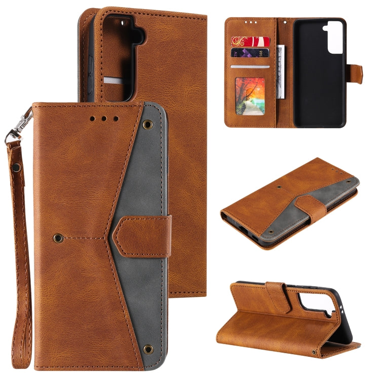 For Samsung Galaxy S21 5G Stitching Calf Texture Horizontal Flip Leather Case with Holder & Card Slots & Wallet