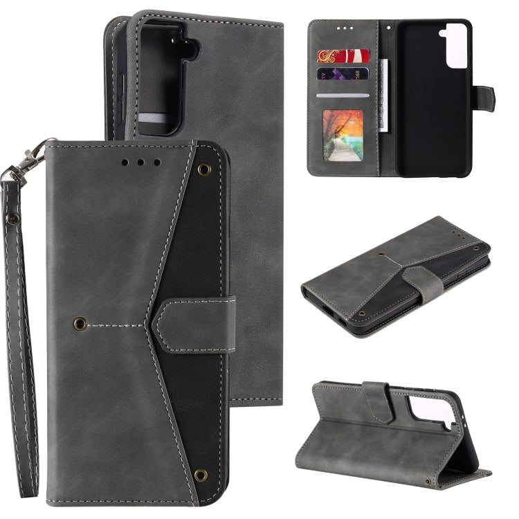 For Samsung Galaxy S21+ 5G Stitching Calf Texture Horizontal Flip Leather Case with Holder & Card Slots & Wallet