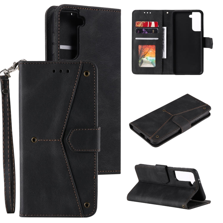 For Samsung Galaxy S21 Ultra 5G Stitching Calf Texture Horizontal Flip Leather Case with Holder & Card Slots & Wallet