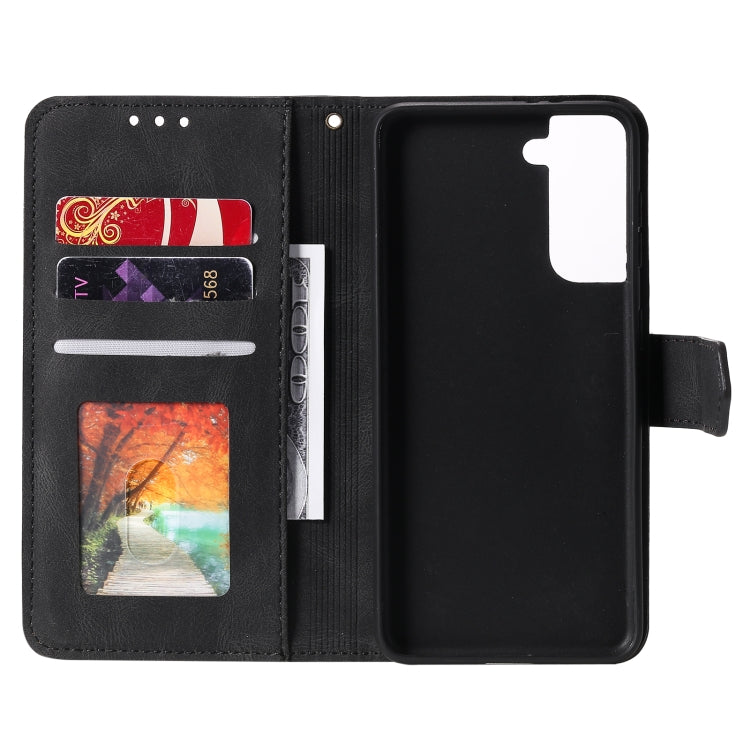 For Samsung Galaxy S21 Ultra 5G Stitching Calf Texture Horizontal Flip Leather Case with Holder & Card Slots & Wallet