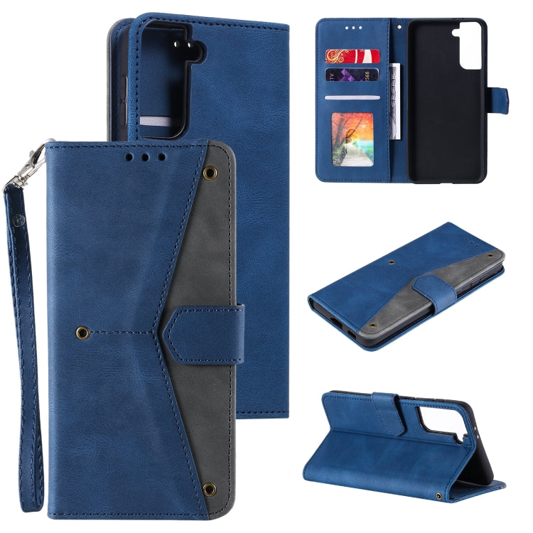 For Samsung Galaxy S21 Ultra 5G Stitching Calf Texture Horizontal Flip Leather Case with Holder & Card Slots & Wallet