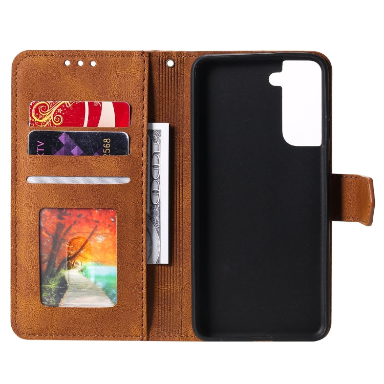 For Samsung Galaxy S21 Ultra 5G Stitching Calf Texture Horizontal Flip Leather Case with Holder & Card Slots & Wallet