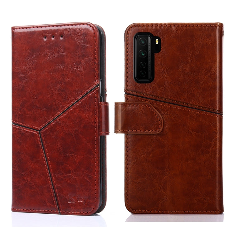 For Huawei P40 lite 5G Geometric Stitching Horizontal Flip TPU + PU Leather Case with Holder & Card Slots & Wallet