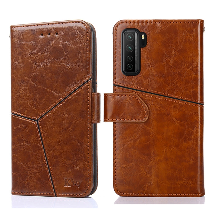 For Huawei P40 lite 5G Geometric Stitching Horizontal Flip TPU + PU Leather Case with Holder & Card Slots & Wallet