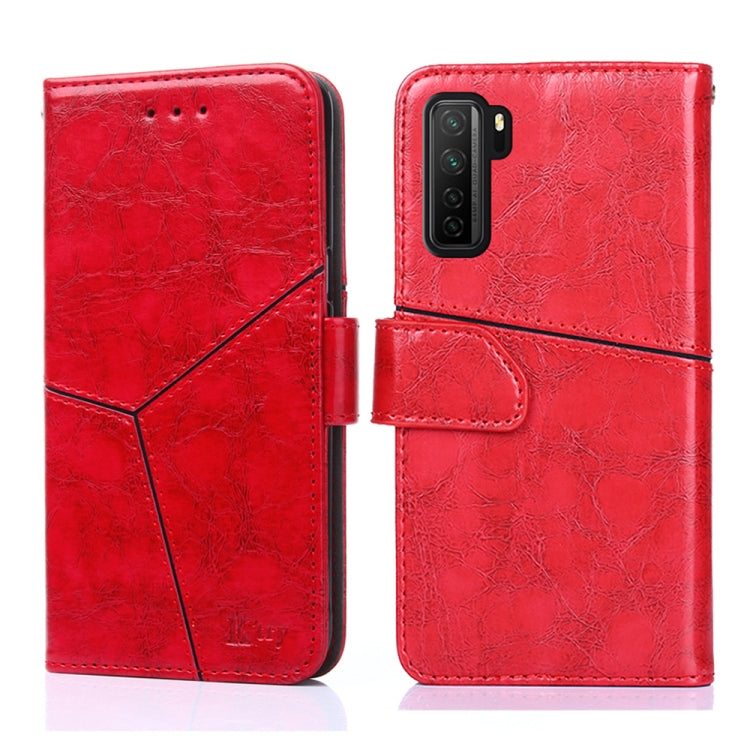 For Huawei P40 lite 5G Geometric Stitching Horizontal Flip TPU + PU Leather Case with Holder & Card Slots & Wallet