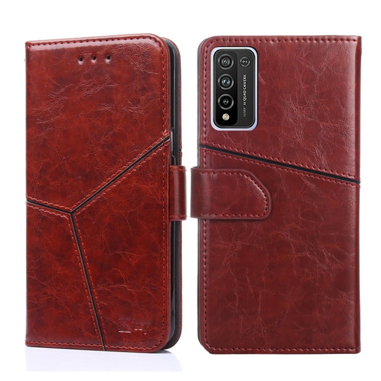For Huawei Honor 10X Lite Geometric Stitching Horizontal Flip TPU + PU Leather Case with Holder & Card Slots & Wallet