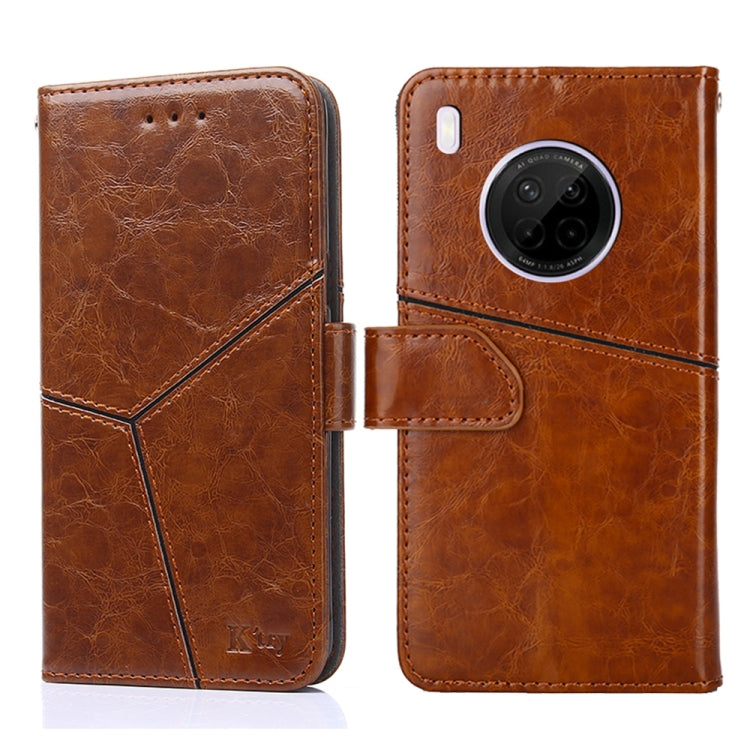 For Huawei Y9a Geometric Stitching Horizontal Flip TPU + PU Leather Case with Holder & Card Slots & Wallet