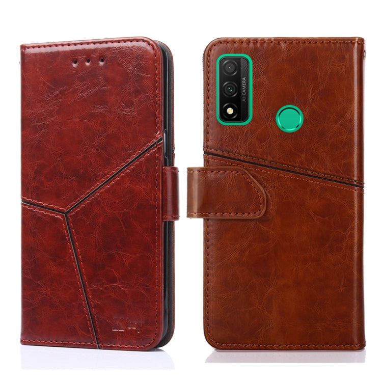 For Huawei P smart 2020 Geometric Stitching Horizontal Flip TPU + PU Leather Case with Holder & Card Slots & Wallet