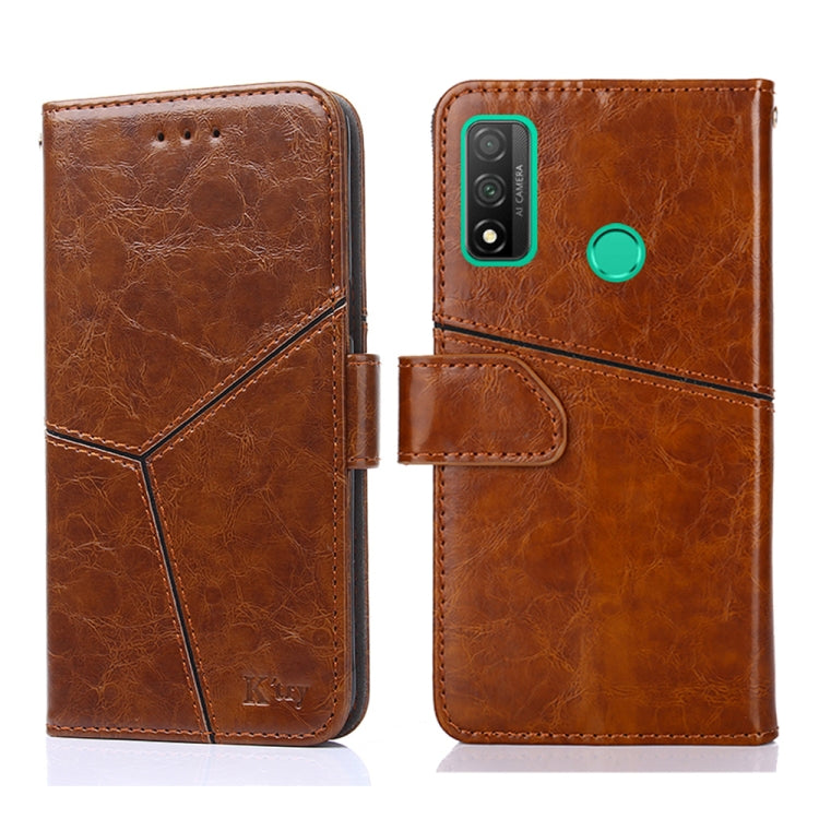 For Huawei P smart 2020 Geometric Stitching Horizontal Flip TPU + PU Leather Case with Holder & Card Slots & Wallet