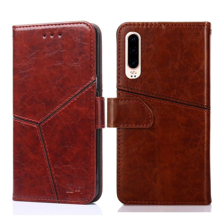 For Huawei P30 Geometric Stitching Horizontal Flip TPU + PU Leather Case with Holder & Card Slots & Wallet