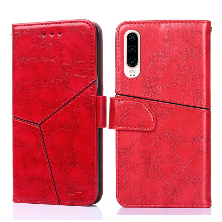 For Huawei P30 Geometric Stitching Horizontal Flip TPU + PU Leather Case with Holder & Card Slots & Wallet