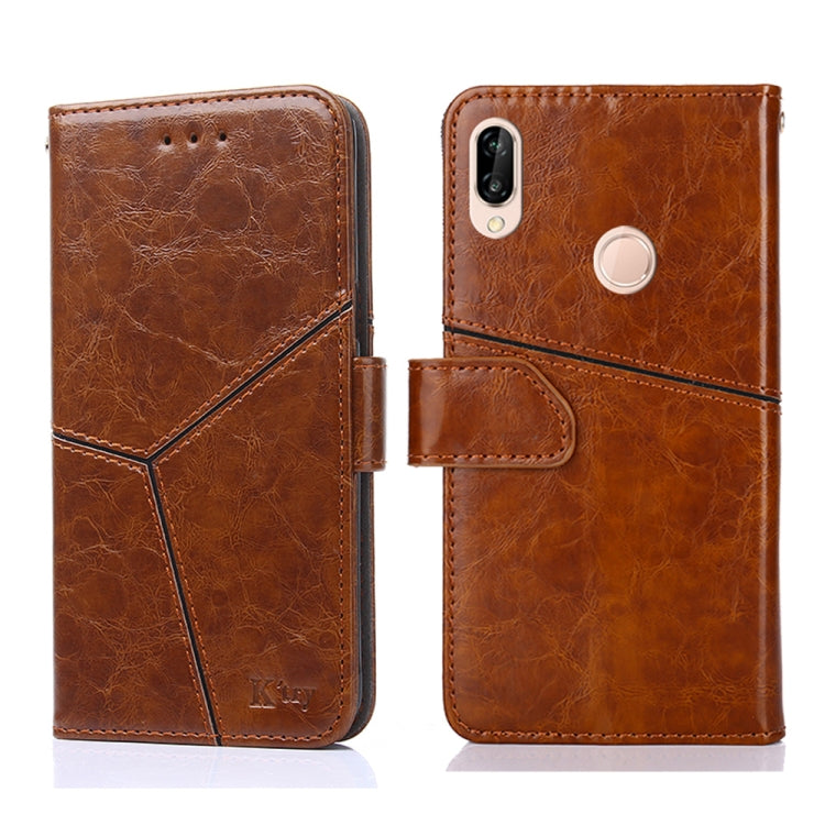 For Huawei P20 lite / nova 3e Geometric Stitching Horizontal Flip TPU + PU Leather Case with Holder & Card Slots & Wallet