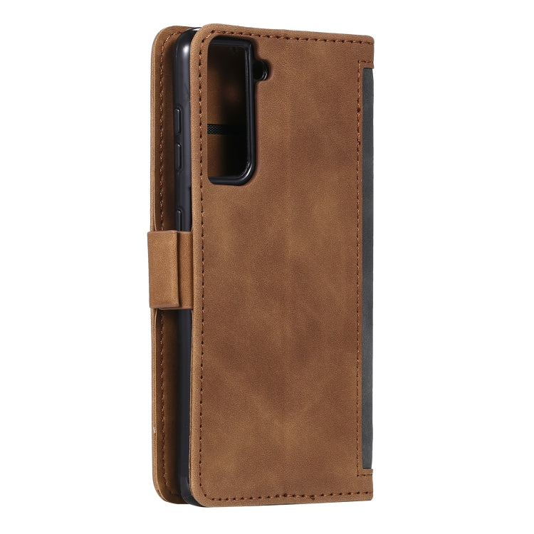 For Samsung Galaxy S21 Ultra 5G Retro Splicing Horizontal Flip Leather Case with Card Slots & Holder & Wallet