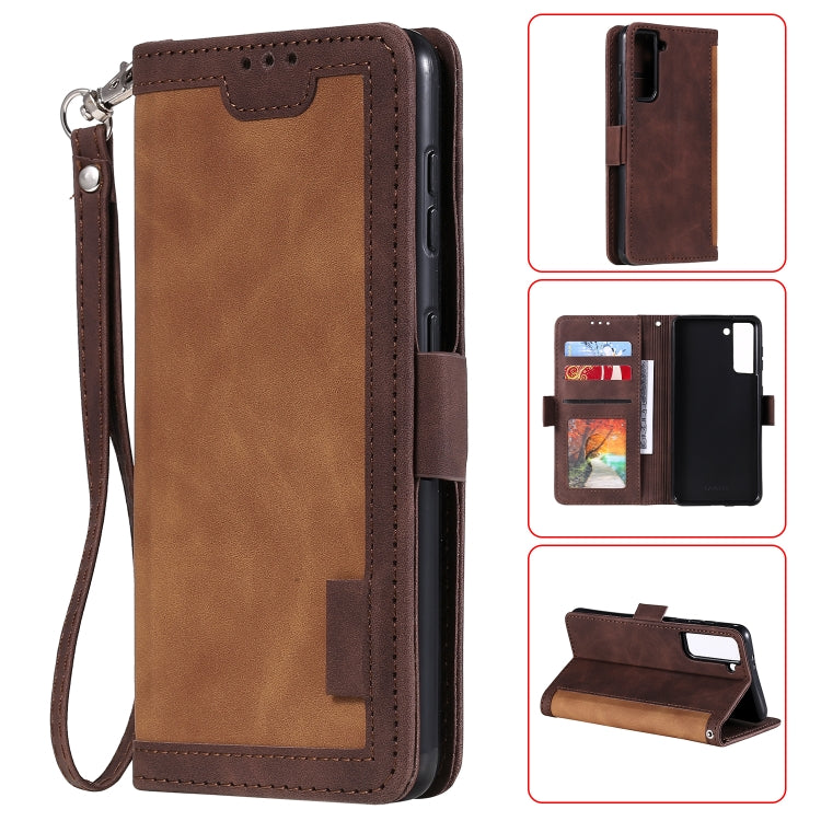 For Samsung Galaxy S21 Ultra 5G Retro Splicing Horizontal Flip Leather Case with Card Slots & Holder & Wallet