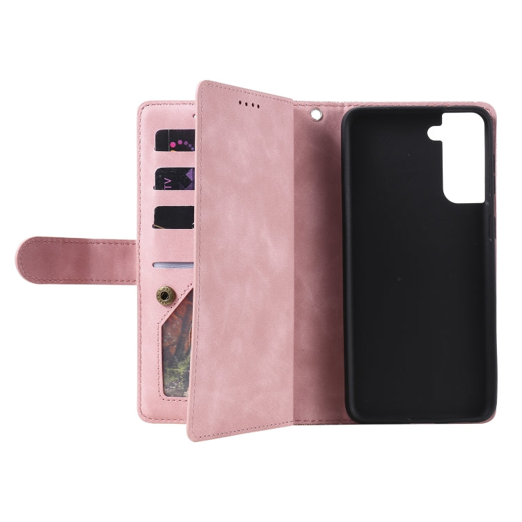 For Samsung Galaxy S21 5G Nine Card Zipper Bag Horizontal Flip Leather Case With Holder & Card Slots & Photo Frame & Wallet