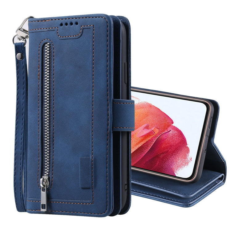 For Samsung Galaxy S21 5G Nine Card Zipper Bag Horizontal Flip Leather Case With Holder & Card Slots & Photo Frame & Wallet