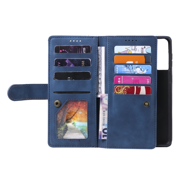 For Samsung Galaxy S21 5G Nine Card Zipper Bag Horizontal Flip Leather Case With Holder & Card Slots & Photo Frame & Wallet