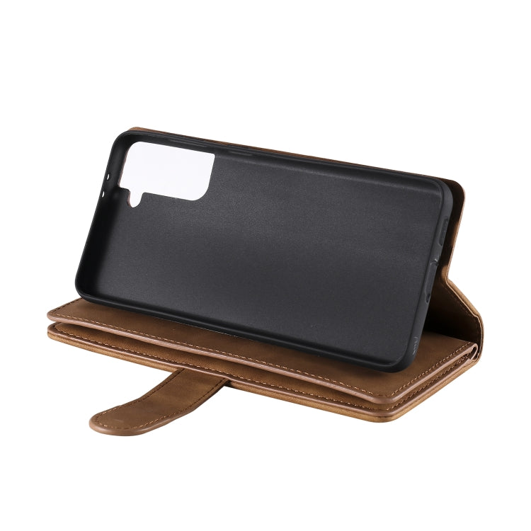 For Samsung Galaxy S21 5G Nine Card Zipper Bag Horizontal Flip Leather Case With Holder & Card Slots & Photo Frame & Wallet