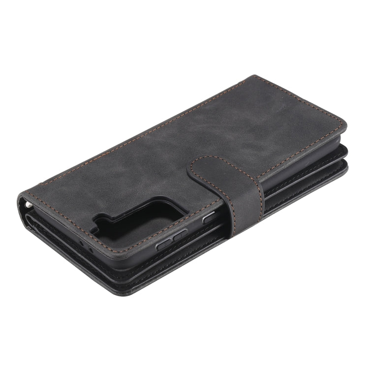 For Samsung Galaxy S21 5G Nine Card Zipper Bag Horizontal Flip Leather Case With Holder & Card Slots & Photo Frame & Wallet