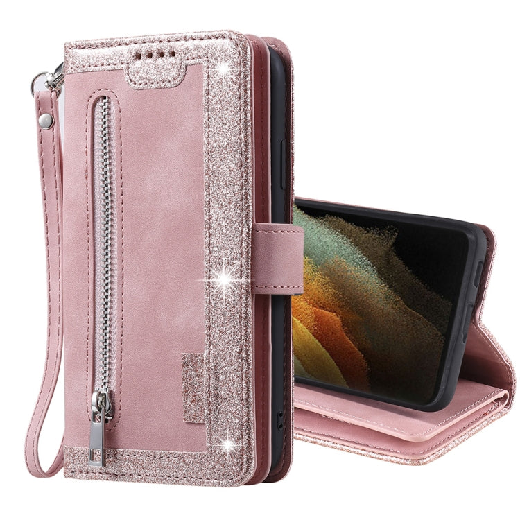 For Samsung Galaxy S21 Ultra 5G Nine Card Zipper Bag Horizontal Flip Leather Case With Holder & Card Slots & Photo Frame & Wallet