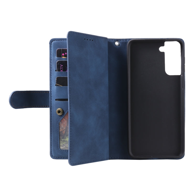 For Samsung Galaxy S21 Ultra 5G Nine Card Zipper Bag Horizontal Flip Leather Case With Holder & Card Slots & Photo Frame & Wallet