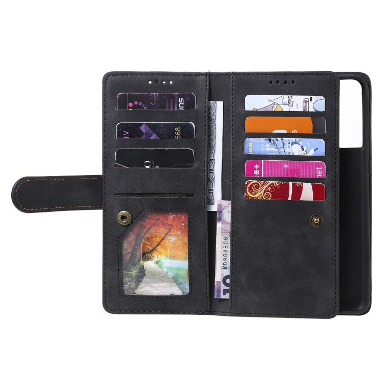 For Samsung Galaxy S21 Ultra 5G Nine Card Zipper Bag Horizontal Flip Leather Case With Holder & Card Slots & Photo Frame & Wallet