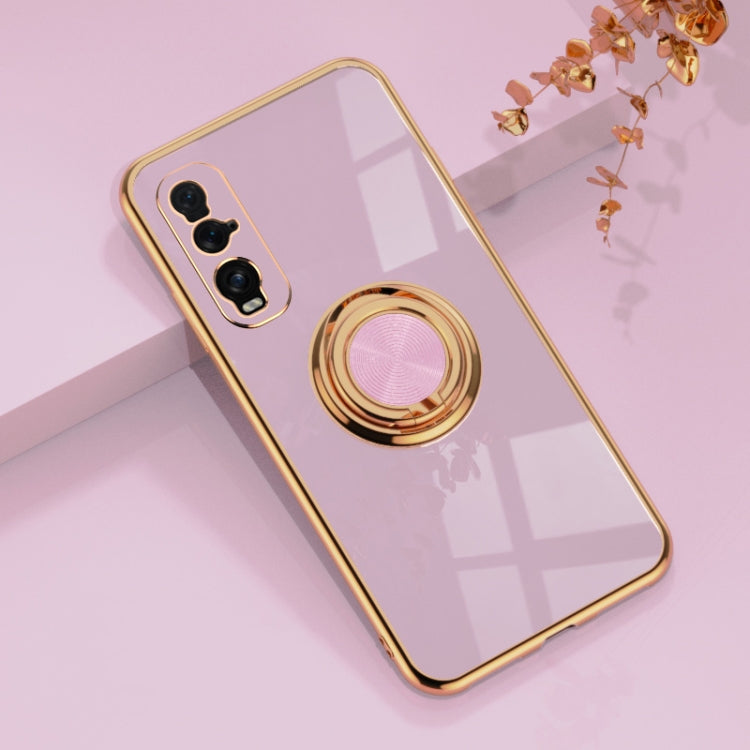 For OPPO Find X2 6D Electroplating Full Coverage Silicone Protective Case with Magnetic Ring Holder