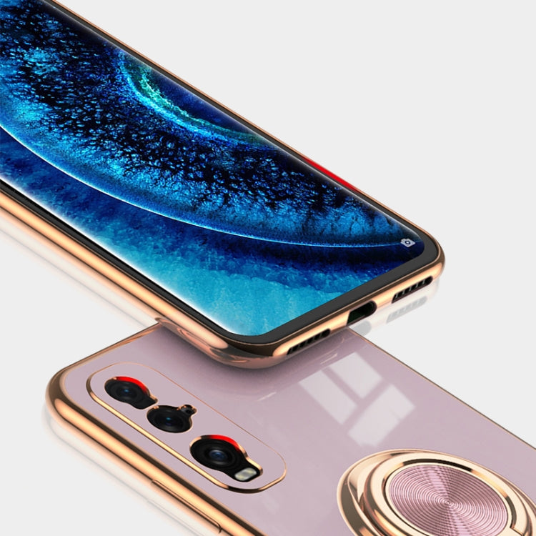 For OPPO Find X2 Pro 6D Electroplating Full Coverage Silicone Protective Case with Magnetic Ring Holder
