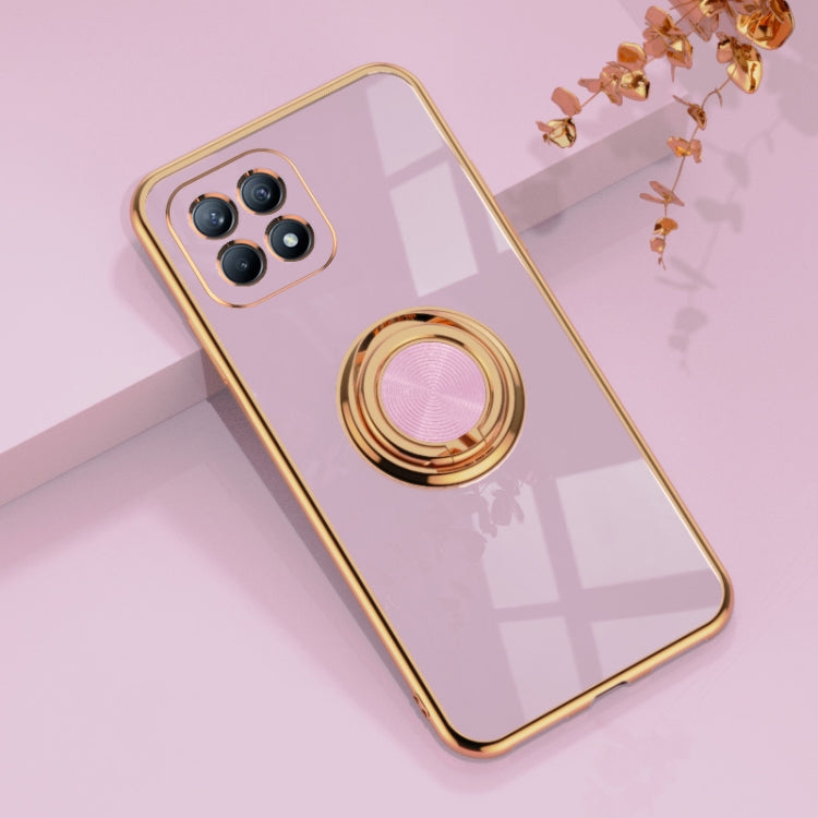 For OPPO Reno4 SE 6D Electroplating Full Coverage Silicone Protective Case with Magnetic Ring Holder