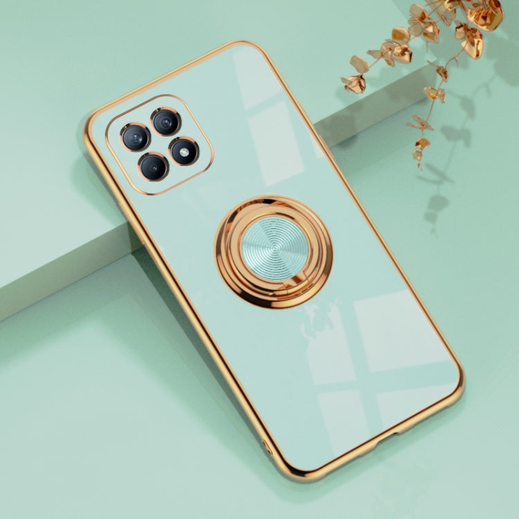 For OPPO Reno4 SE 6D Electroplating Full Coverage Silicone Protective Case with Magnetic Ring Holder