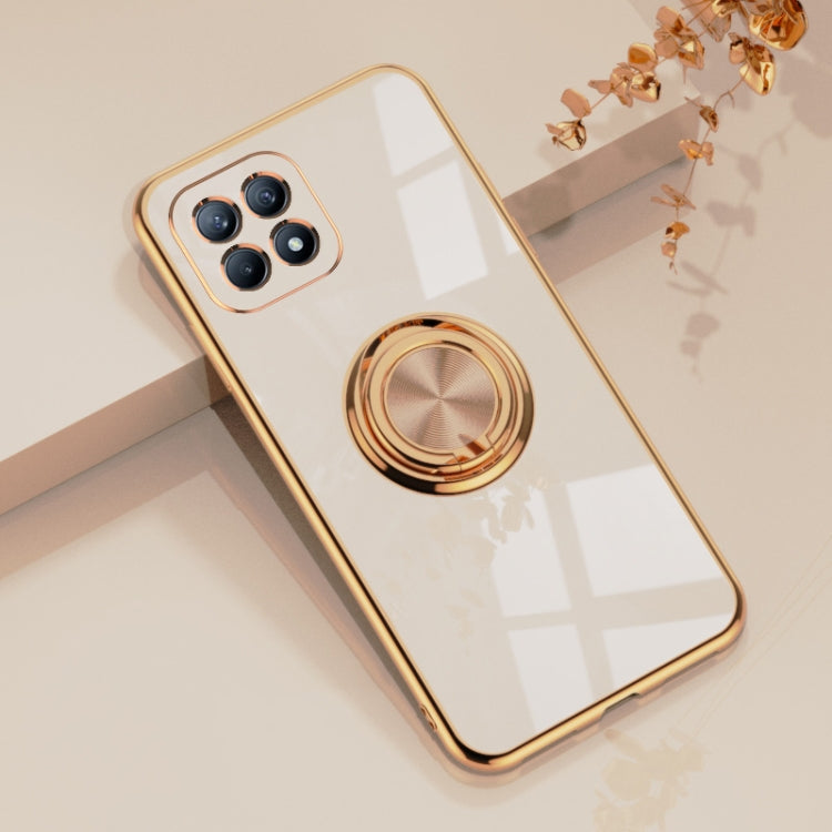 For OPPO Reno4 SE 6D Electroplating Full Coverage Silicone Protective Case with Magnetic Ring Holder