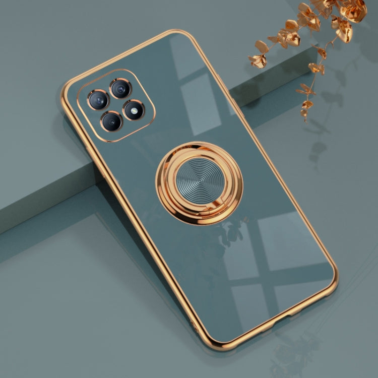 For OPPO Reno4 SE 6D Electroplating Full Coverage Silicone Protective Case with Magnetic Ring Holder