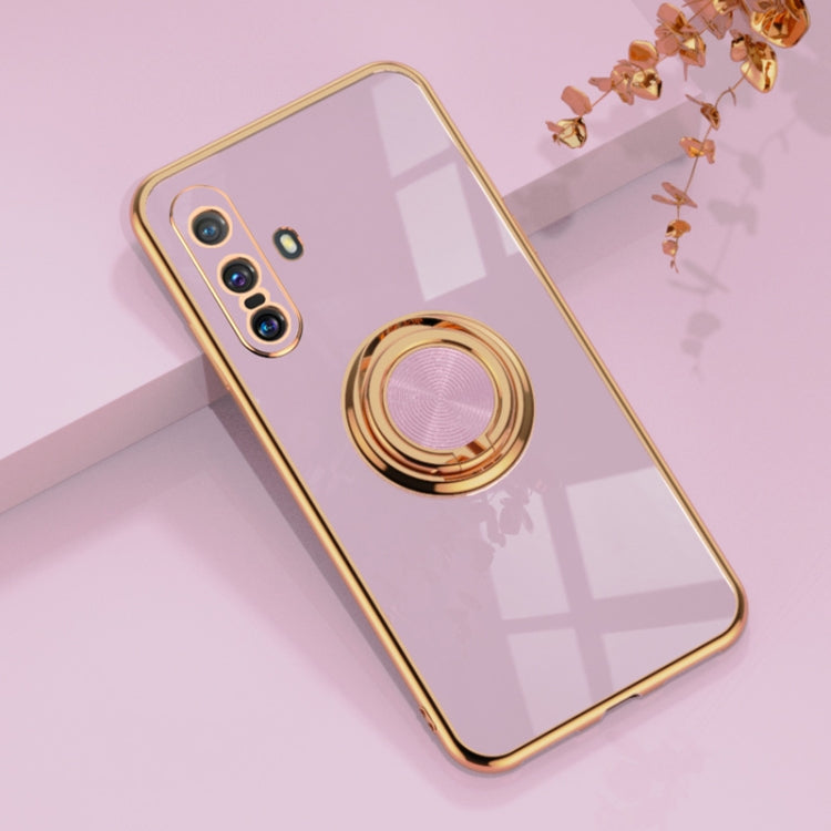 For vivo X30 6D Electroplating Full Coverage Silicone Protective Case with Magnetic Ring Holder