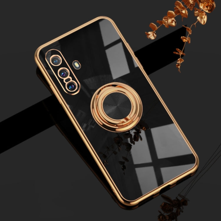 For vivo X30 6D Electroplating Full Coverage Silicone Protective Case with Magnetic Ring Holder