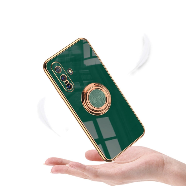 For vivo X30 6D Electroplating Full Coverage Silicone Protective Case with Magnetic Ring Holder