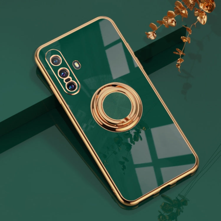 For vivo X30 6D Electroplating Full Coverage Silicone Protective Case with Magnetic Ring Holder