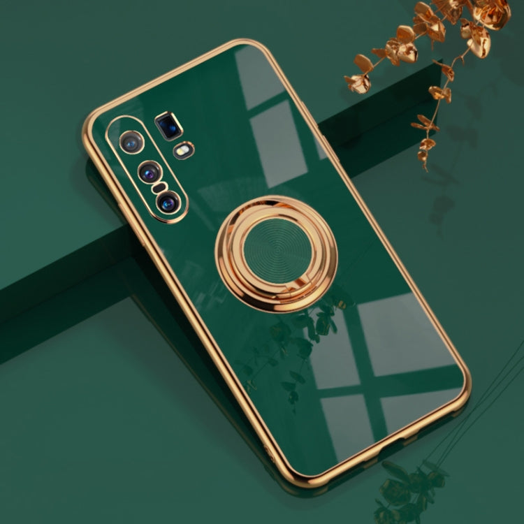 For vivo X30 Pro 6D Electroplating Full Coverage Silicone Protective Case with Magnetic Ring Holder